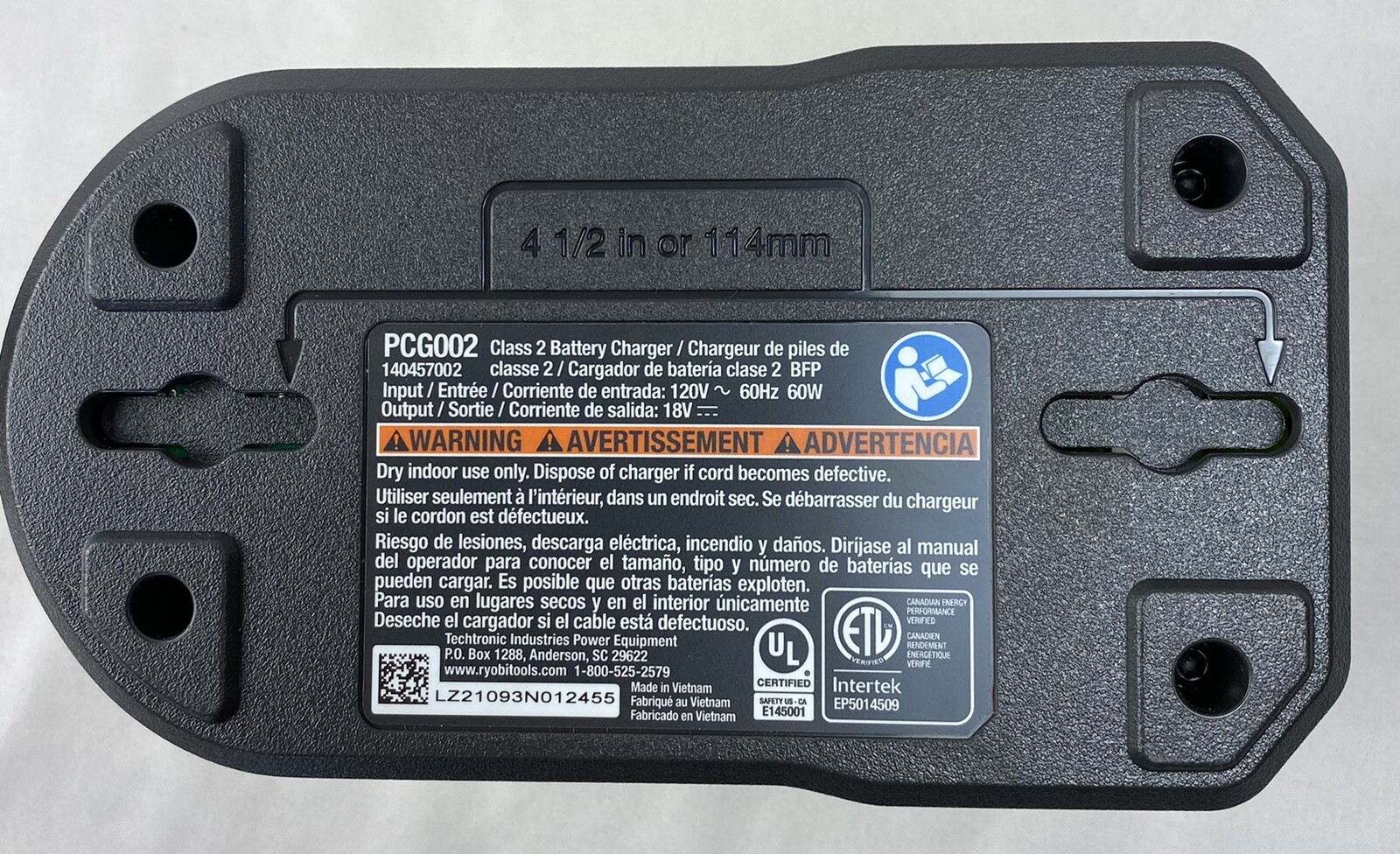 Ryobi ONE+ 18V Battery Charger Genuine OEM Model PCG002