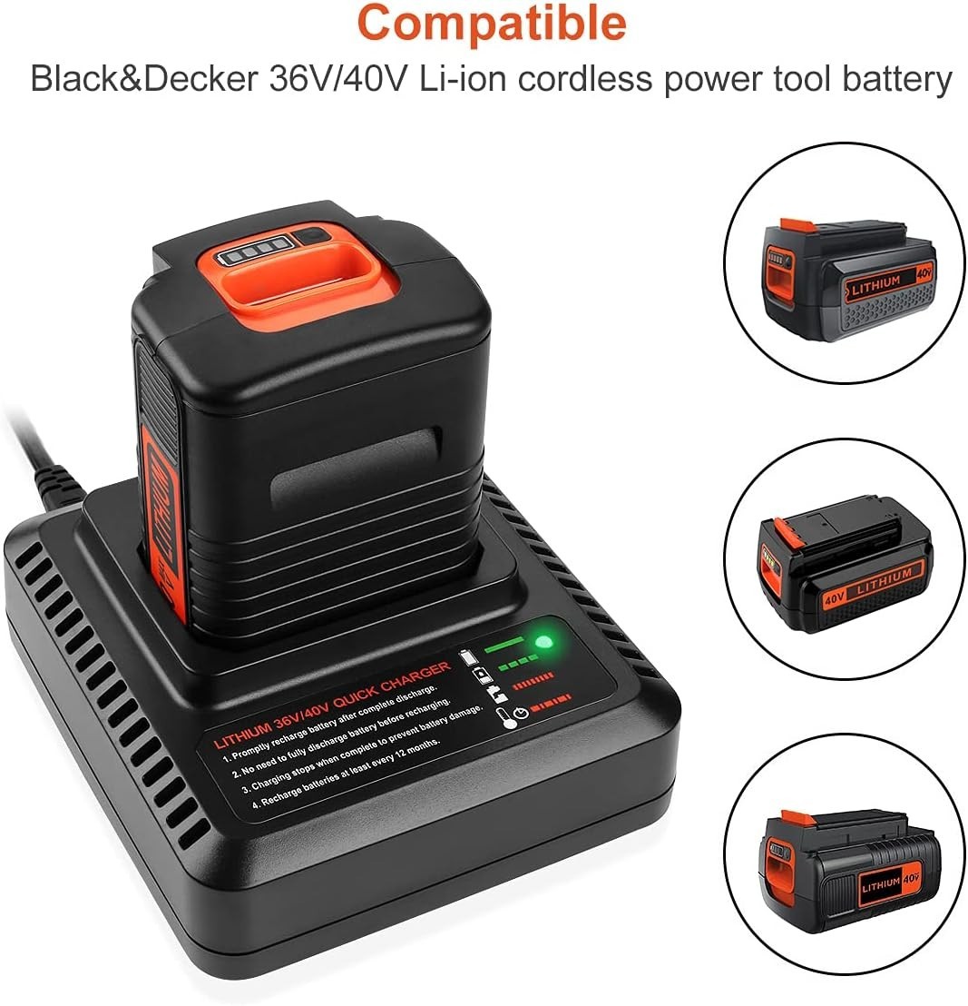 For Black & Decker 40V Charger LCS40 LCS36 Lithium Battery LBX2040 LBXR36