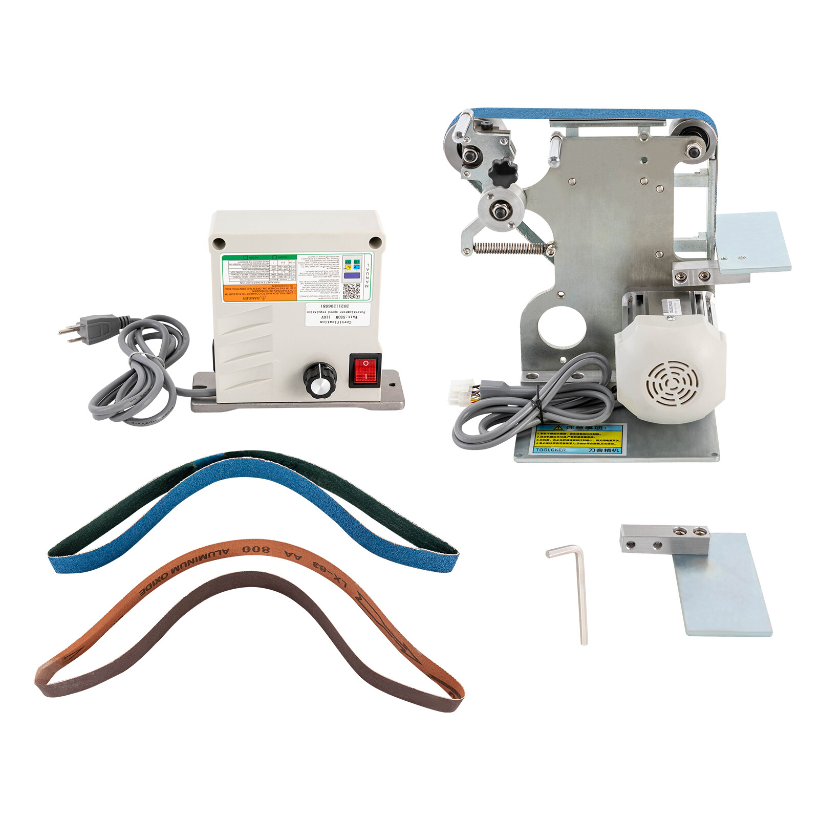 550W/0.8HP Belt Sander 6000rpm Disc Polisher Grinder Work Table w/ Controller