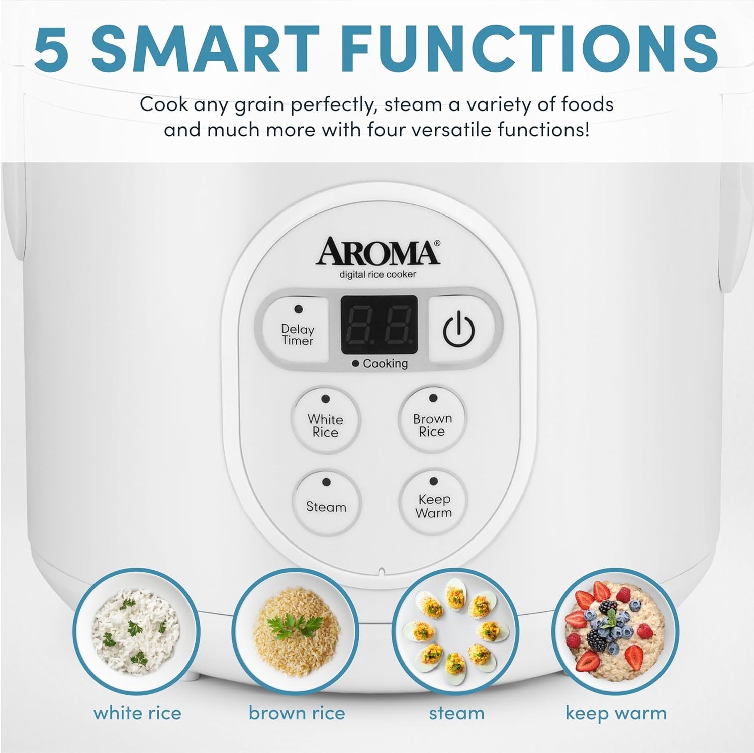 Multi-Functional 8-Cup Rice Cooker & Food Steamer with Dishwasher-Safe Parts
