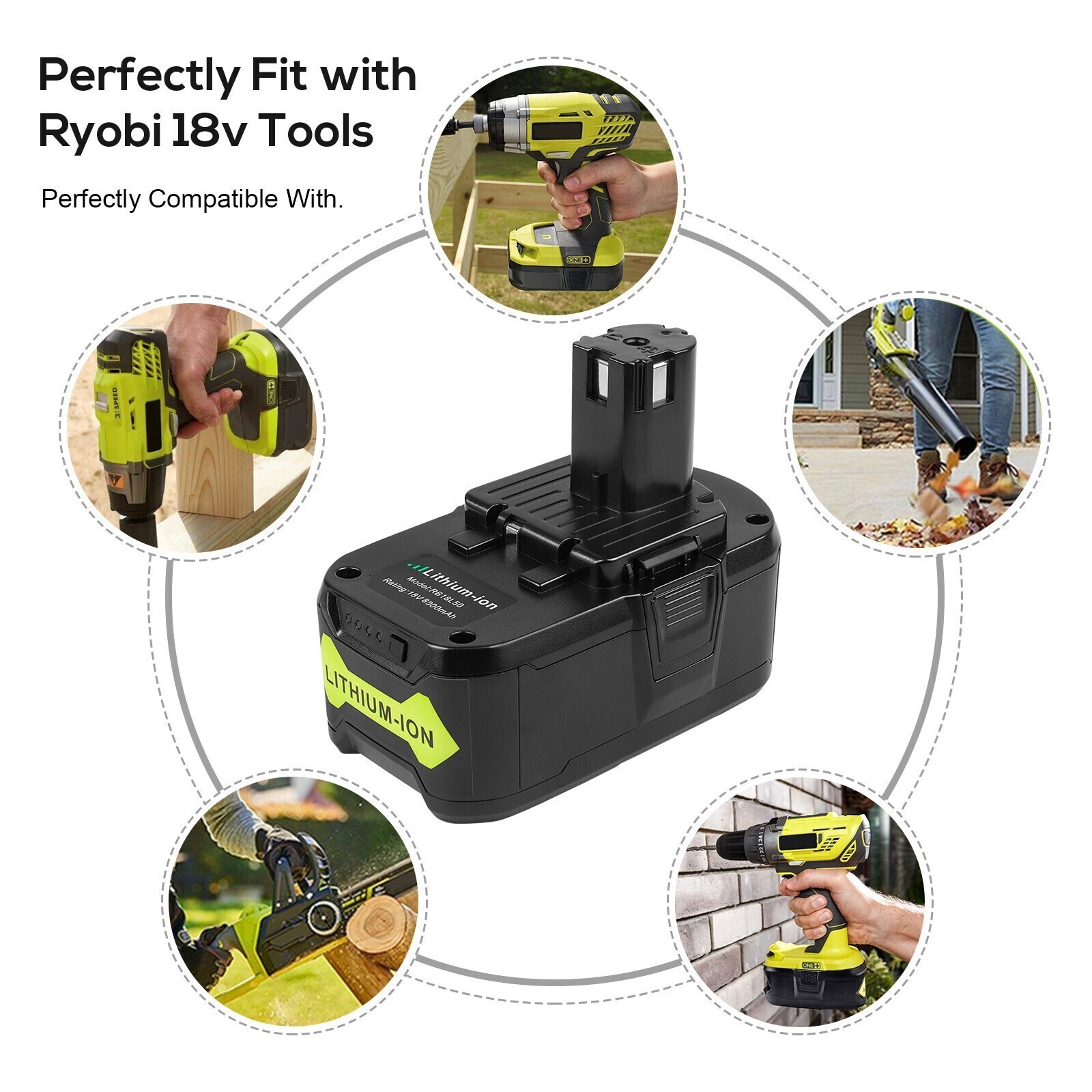 1-4PACK 8.0Ah 18 Volt For RYOBI P108 18V High Capacity Lithium-Ion Battery P107