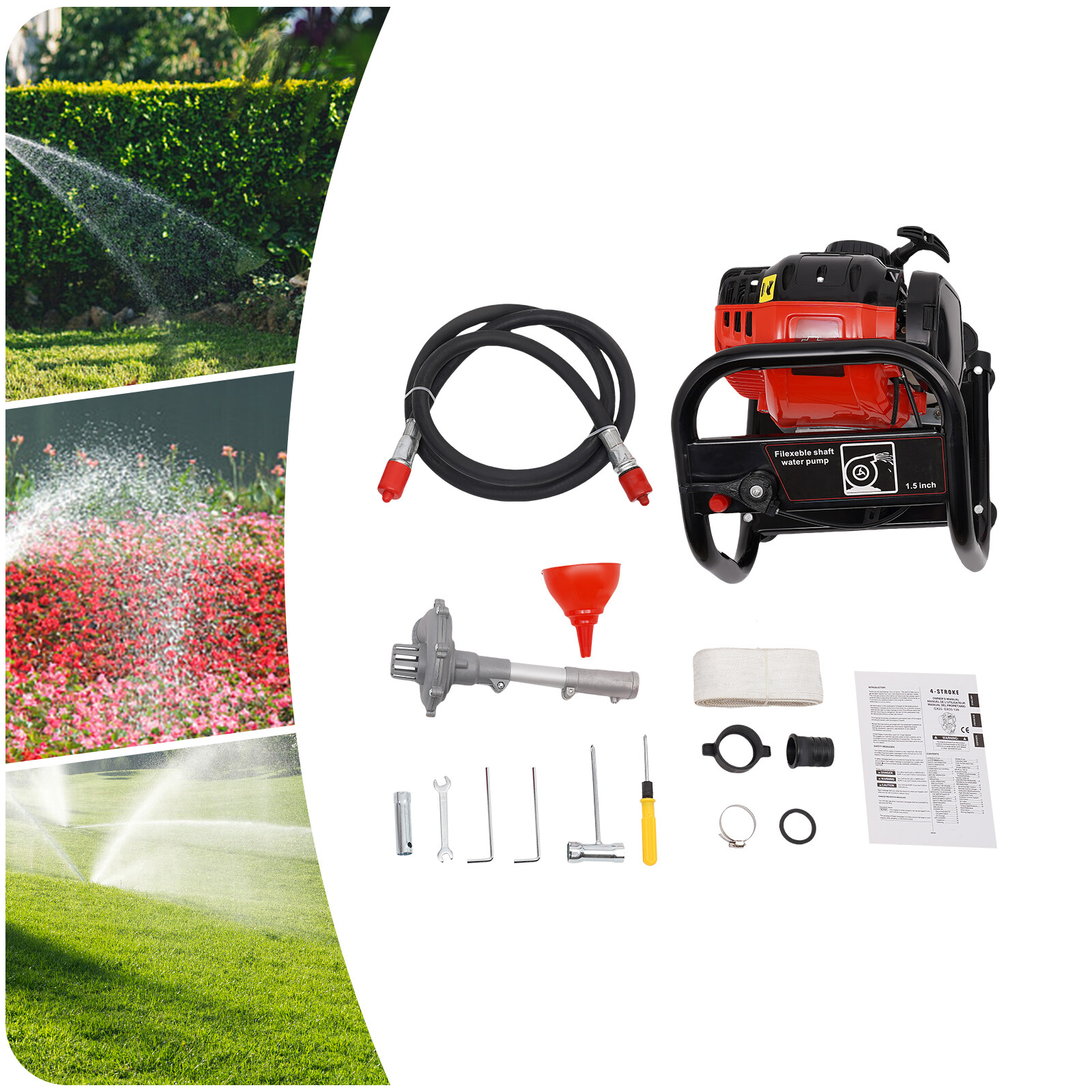 4-Stroke Gasoline Engine Water Pump, Gasoline Powered Water Transfer Pump