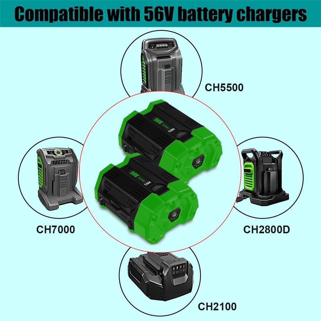 2 PACK BA2800T 56V 5.0Ah Replacement for EGO 56V 2.5Ah BA2240 BA1120 Battery