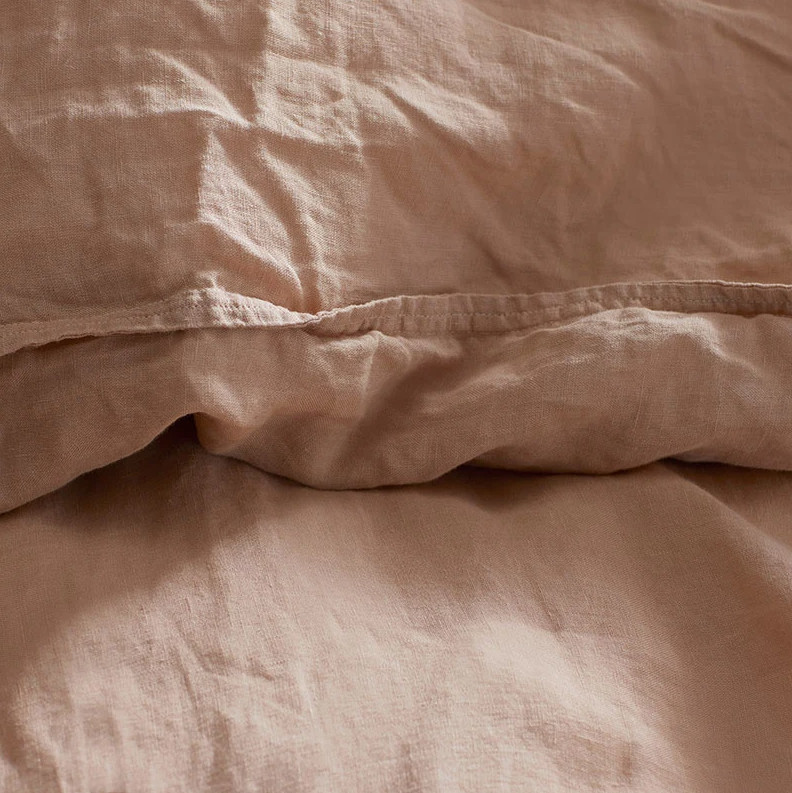 The Company Store Premium Breathable Washed Linen Solid Bed Sheet Set