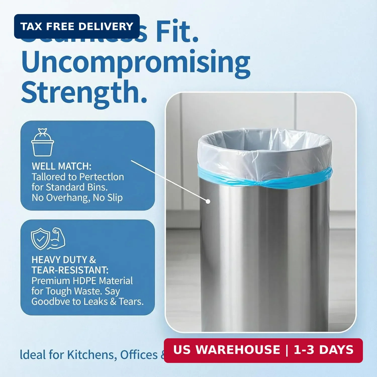 Small Trash Bags 5 Gallon Drawstring,1.1 Mil,Unscented,150 Count | Leakproof,Str