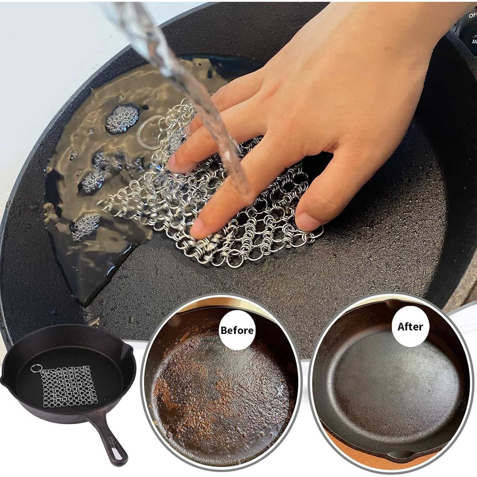 Reusable 7×7 Inch Stainless Steel Chainmail Scrubber Easy to Clean 100% New