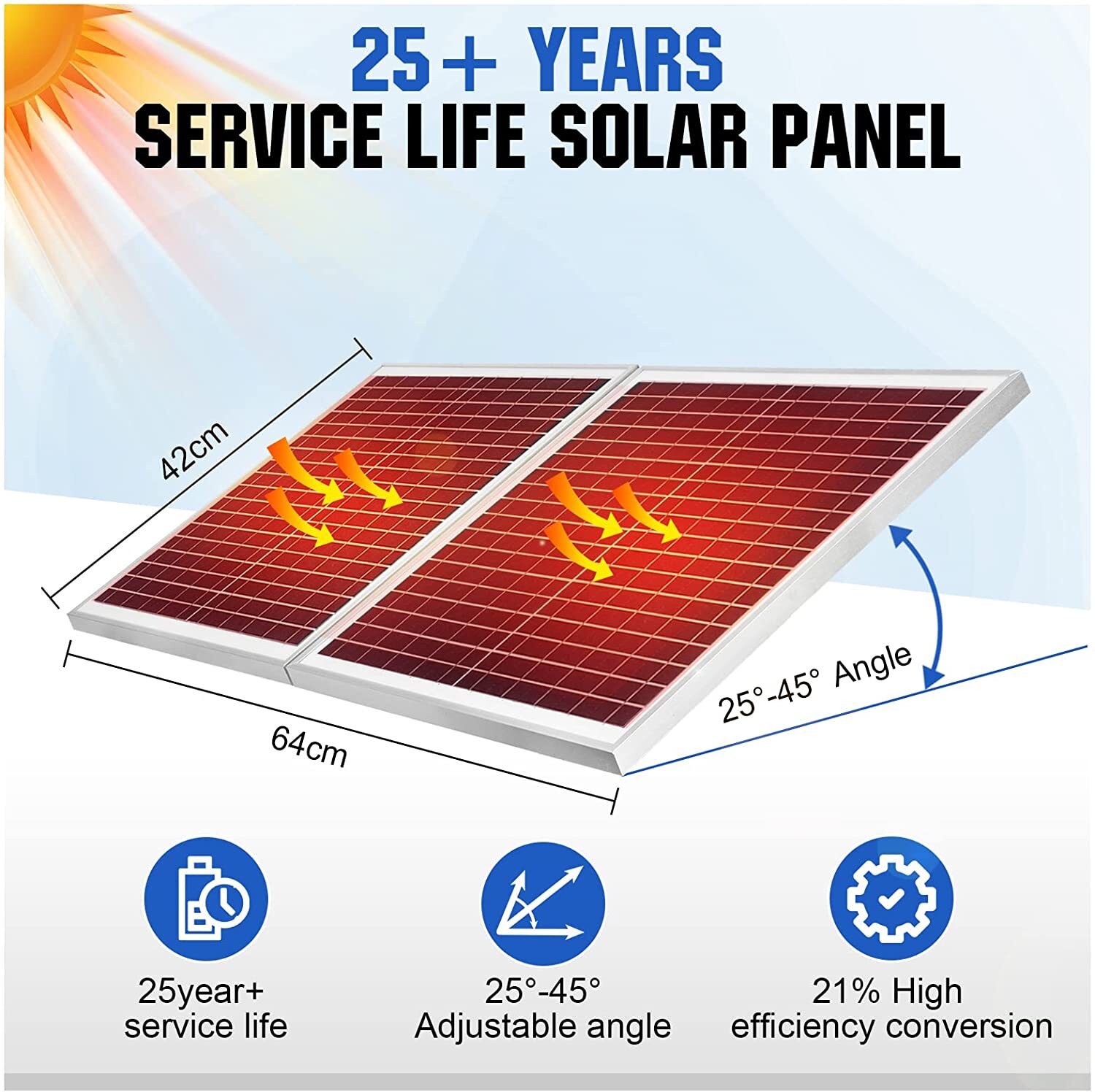 50W Solar Attic Fan Kit 14″ DC Fan with 25W Motor for Roof Vent or Chicken Coop