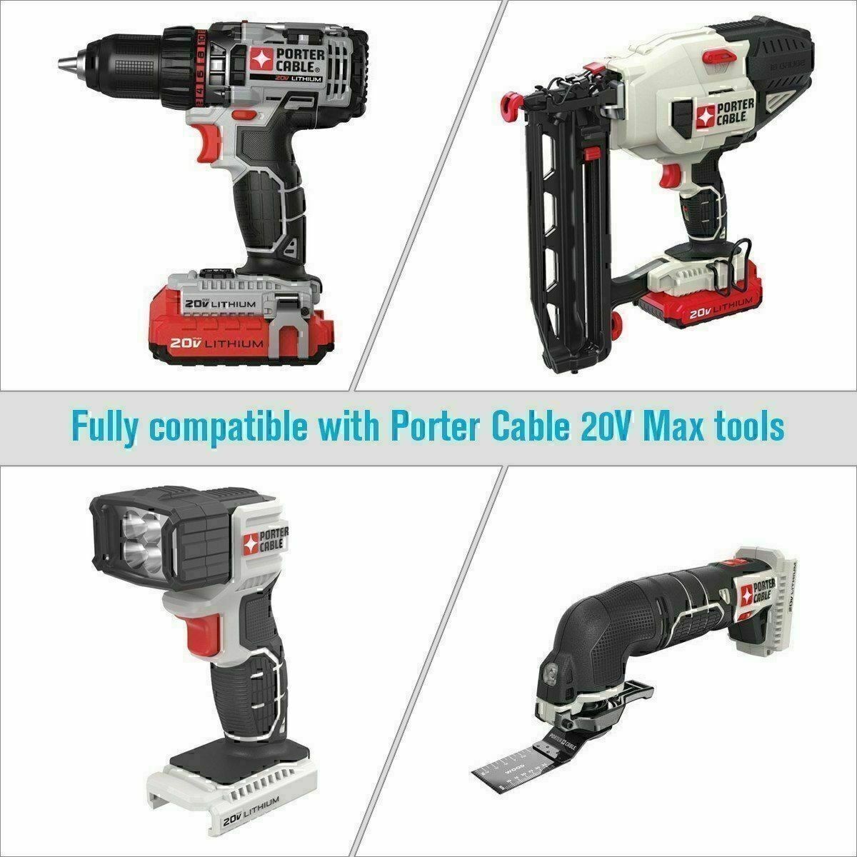 1-2PACK 8.0AH for PORTER CABLE 20 Volt Lithium-Ion Max PCC685L Battery &Charger