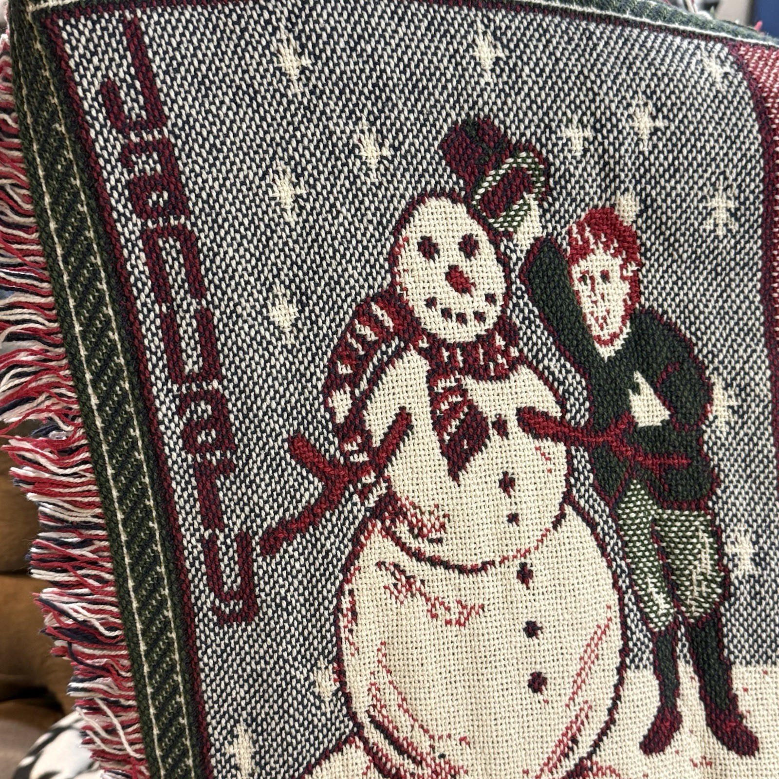 VTG 90s Tapestry Throw Blanket Welcome Home Calendar Holidays 12 Months EUC
