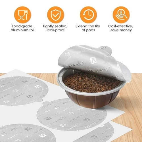120pcs Aluminum Foil Seal Lids for Reusable Nespresso Vertuo Pods, Compatible wi