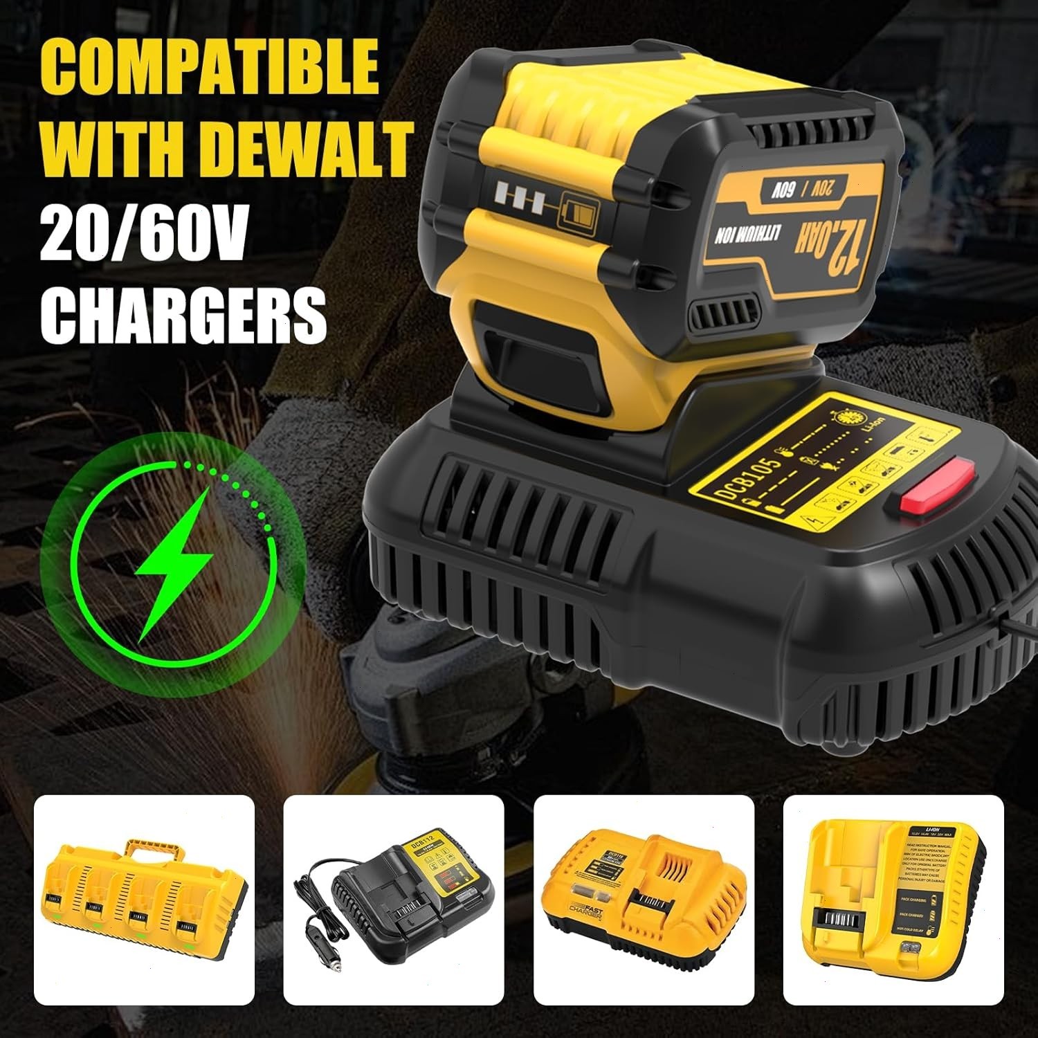 2/4Pack For DEWALT FLEXVOLT 20V/60V MAX 12.0Ah Lithium Battery DCB609-2 DCB612