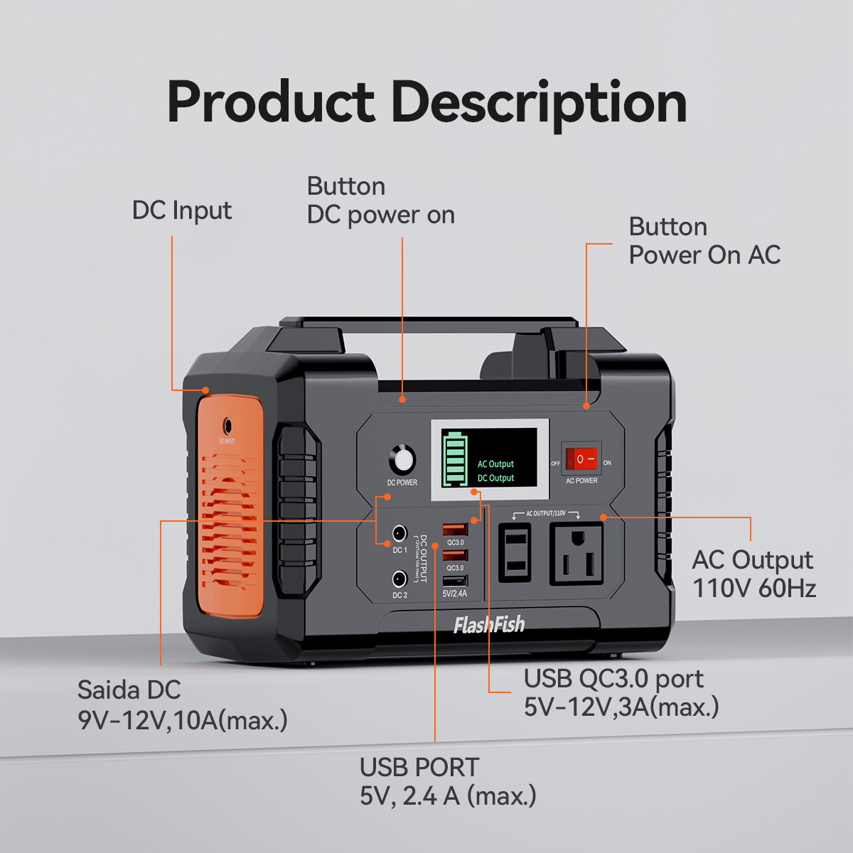 FlashFish E200 Portable Power Station 200W 151Wh Solar Generators Refurbished