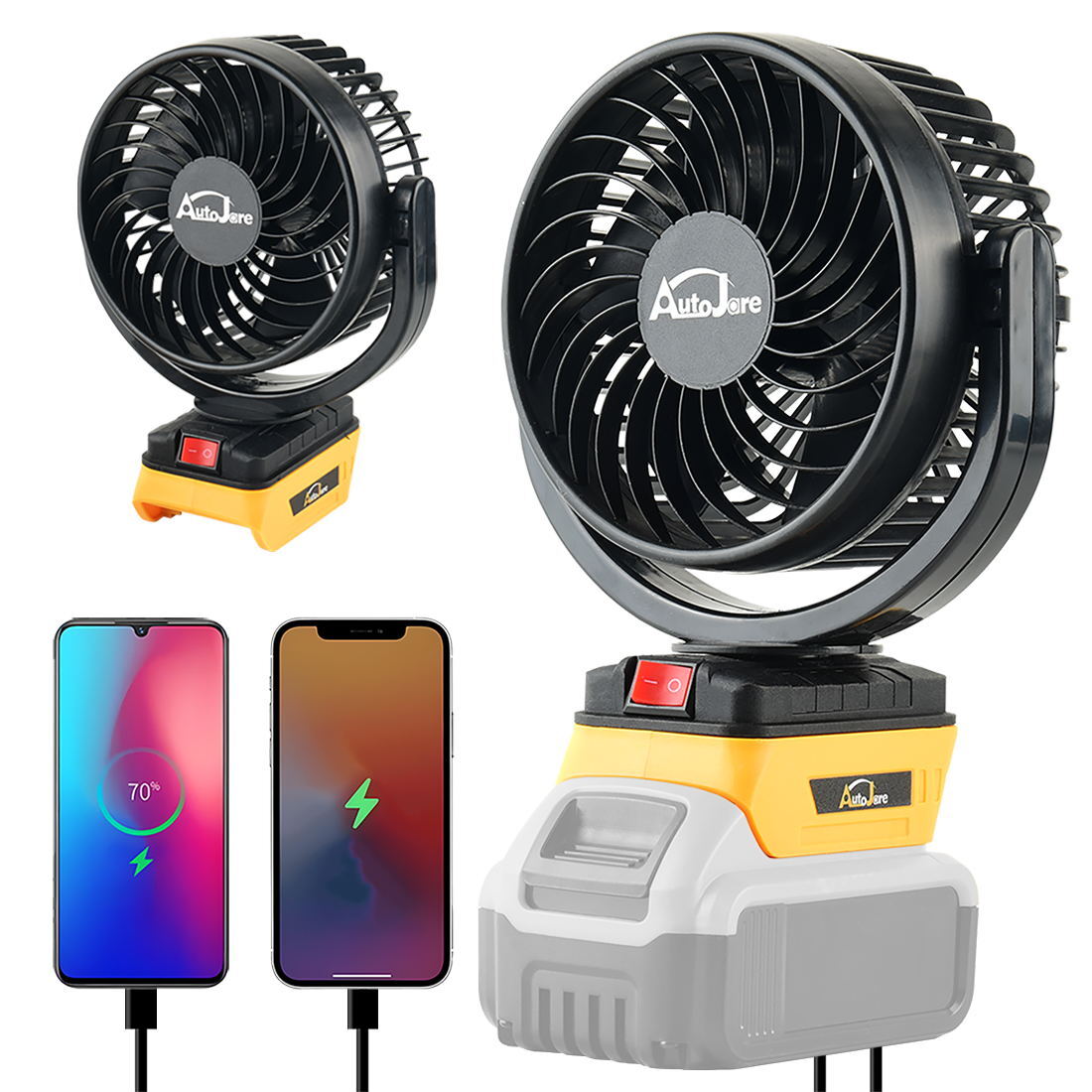 Camping Fan for Dewalt 20V Max Battery Cordless Jobsite Fan Portable Outdoor