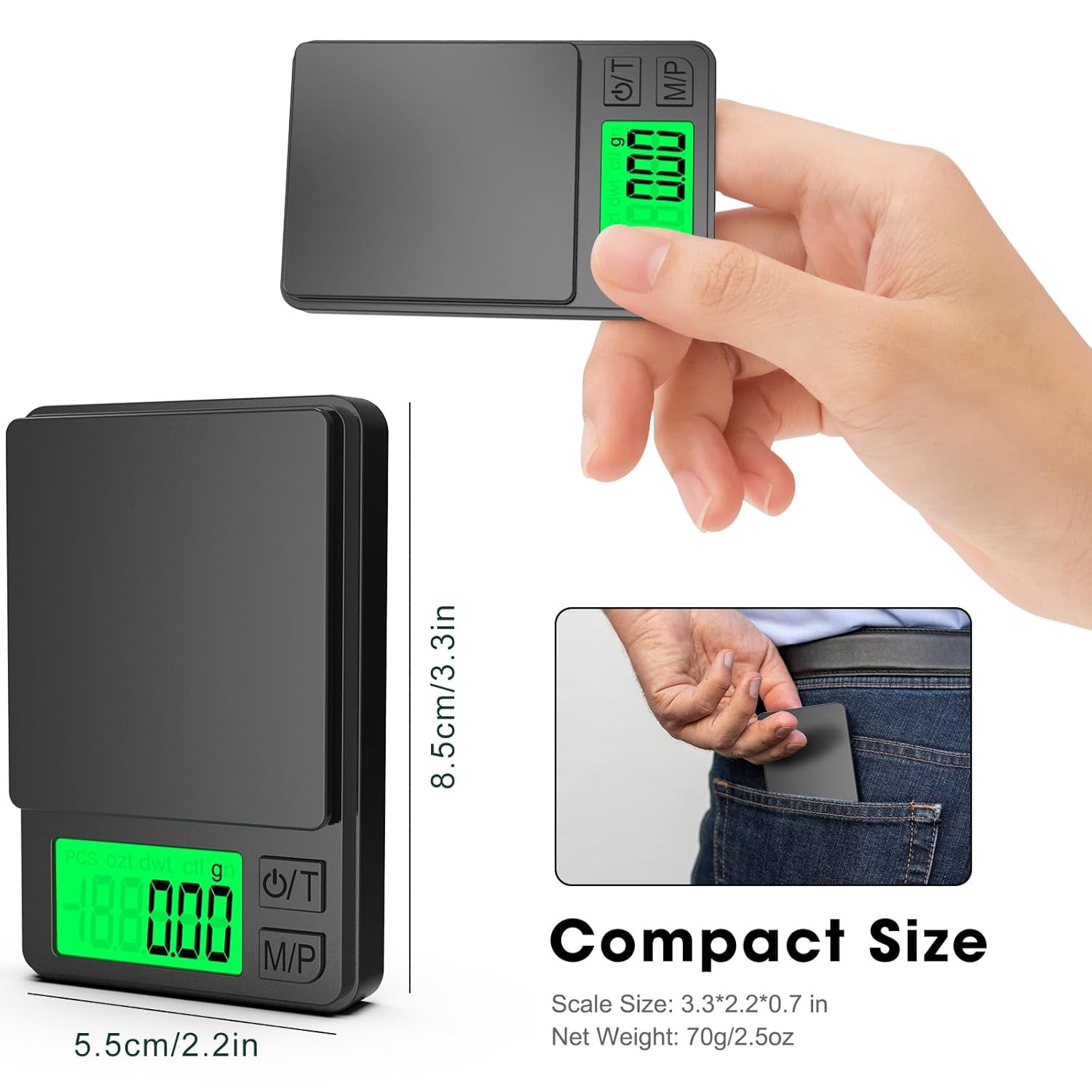 Pocket Scale 1000g 0.01g Precision Digital Gram Scale 7 Units Tare LCD Backlit