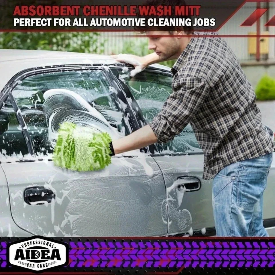 2 Pack Microfiber Car Wash Mitt Scratch Free Ultra Absorbent Car Cleaning Gloves