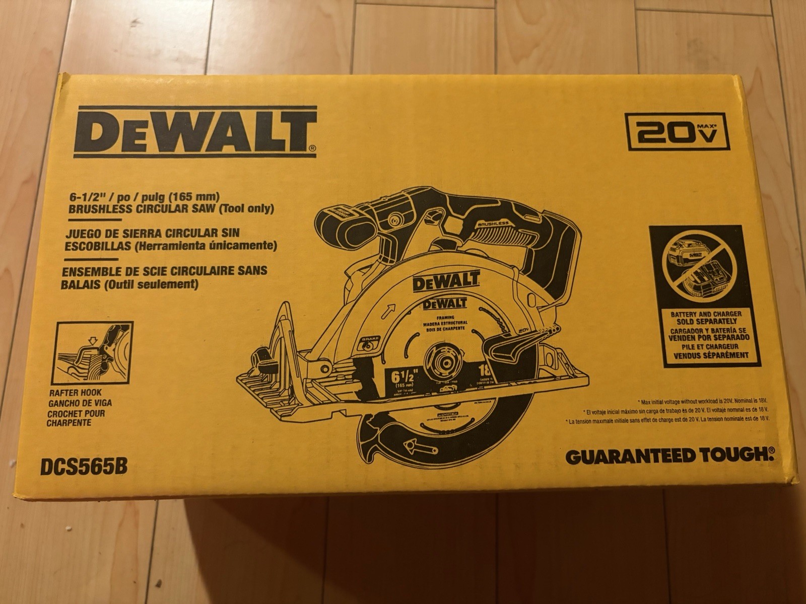 DEWALT 20V MAX* XR 6-1/2-In. Brushless Cordless Circular Saw (DCS565B) Open Box