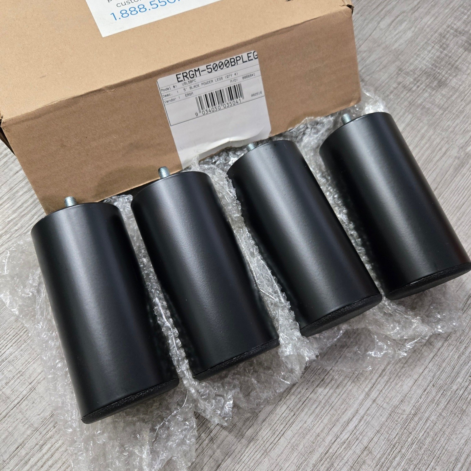 OEM Ergomotion Bed Legs 5″ Black Powder Coated 4-Pack ERGM-5000BPLEG USL5BPC New