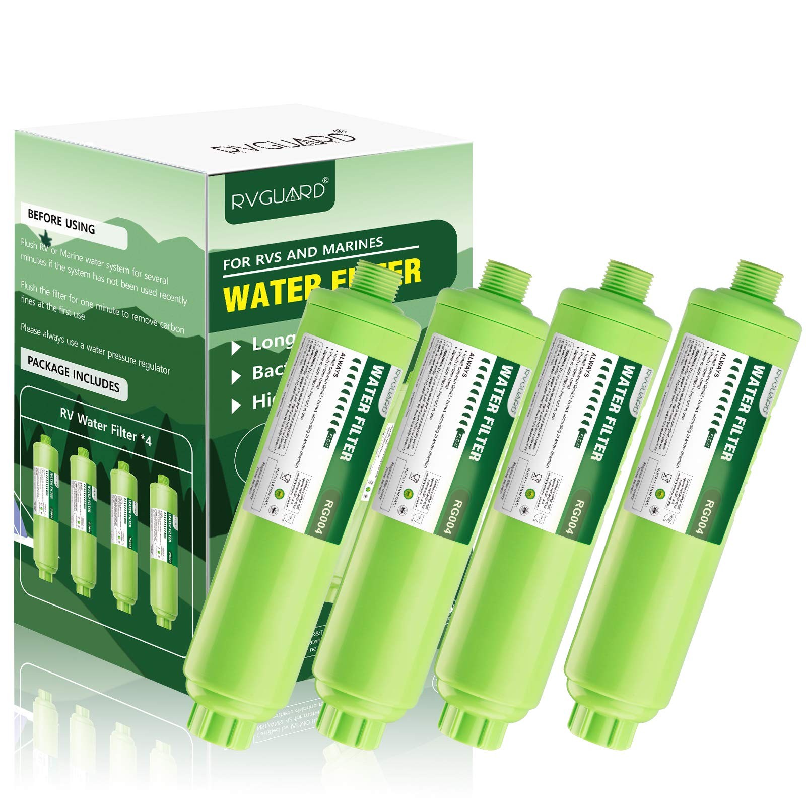 Inline RV Water Filter Reduces Odors, Bad Taste, Rust & Chlorine 4 Pack
