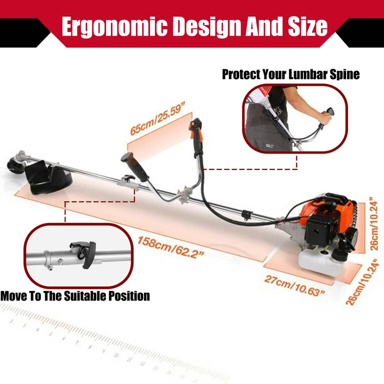 58CC Gas String Trimmer 2-Cycle Brush Cutter Straight Shaft Weed Grass Eater✅