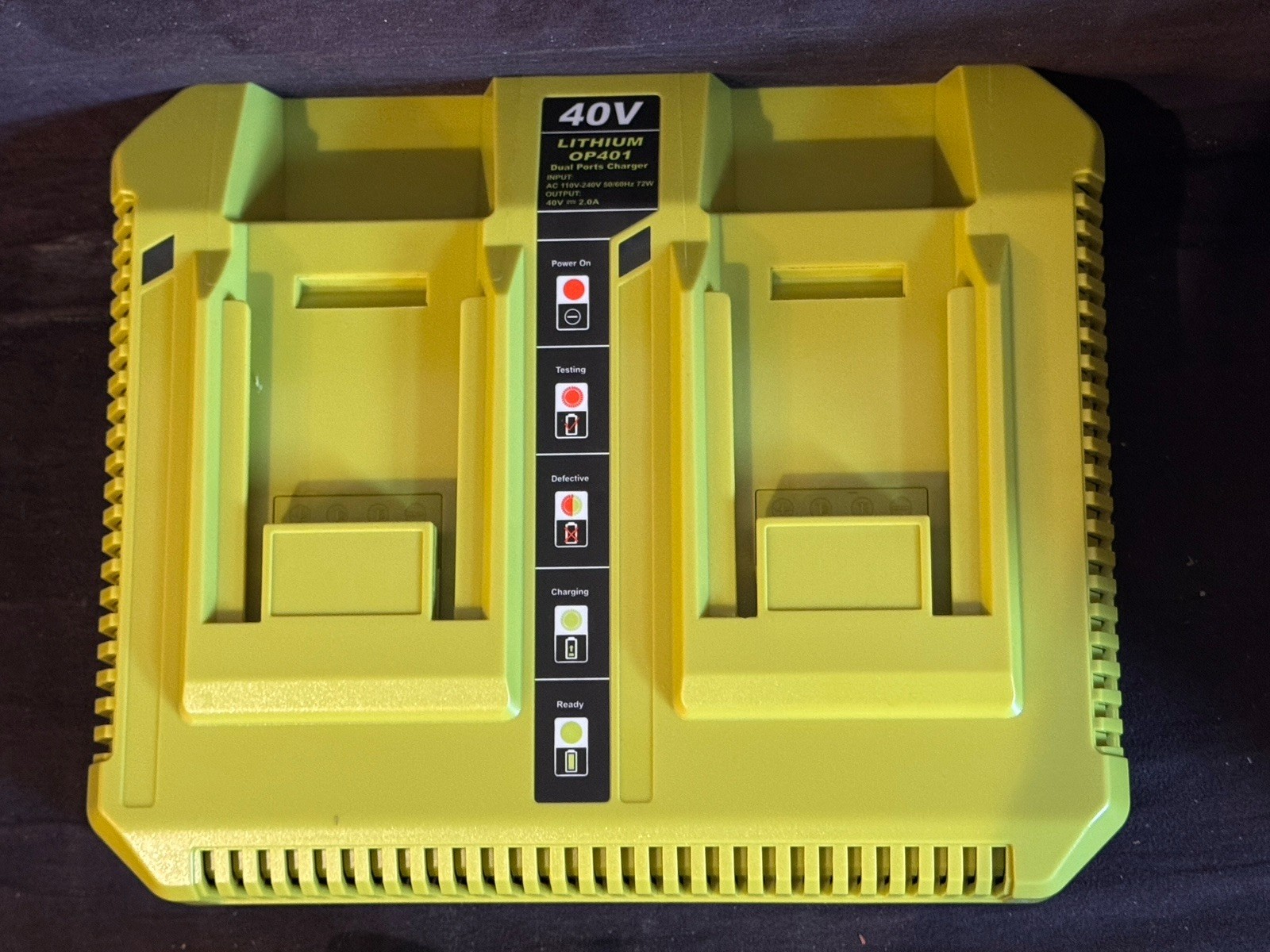40V Charger for Ryobi,OP401 40 Volt Lithium ion Battery Dual Charger w cord