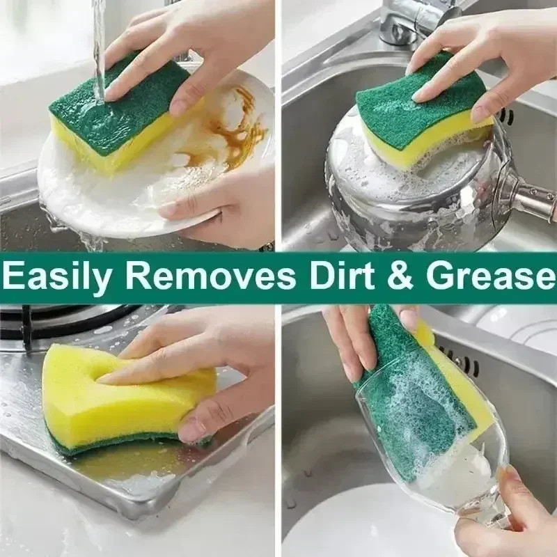 10pcs Cleaning Sponges Dish Scrubber Soft & Heavy Duty Microfiber Kitchen Sponge