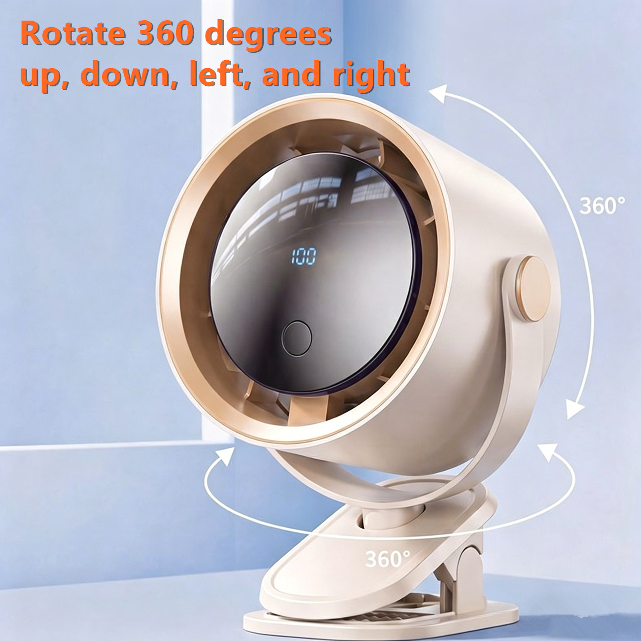 NEW Clip-On USB Desktop Small Fan, Stepless Speed Adjustment with LED display