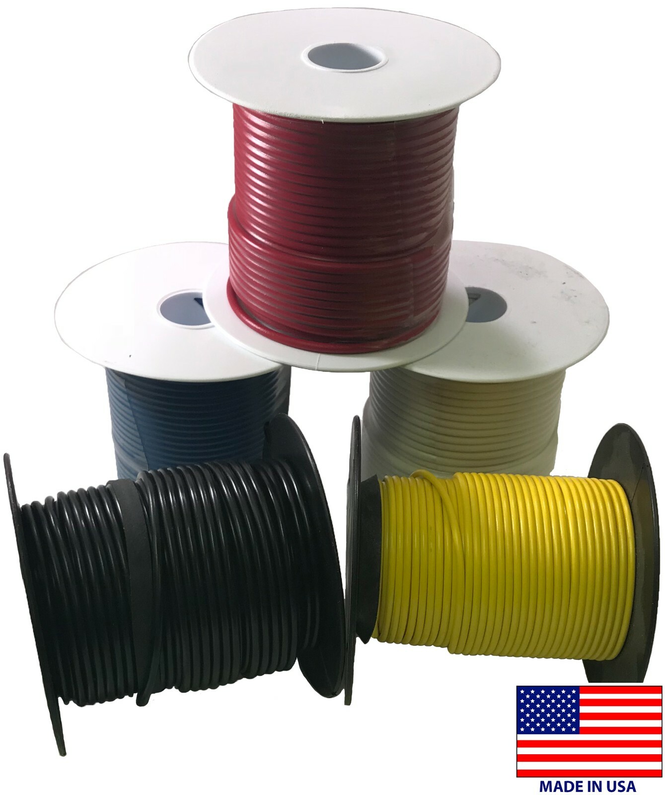 Electrical Primary Copper Wire 12 Gauge 25 100 & 500 FT Lot – 14 Colors – USA