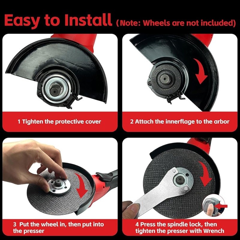 Cordless Angle Grinder 8000RPM Brushless Motor M18 Battery Compatible Safety New