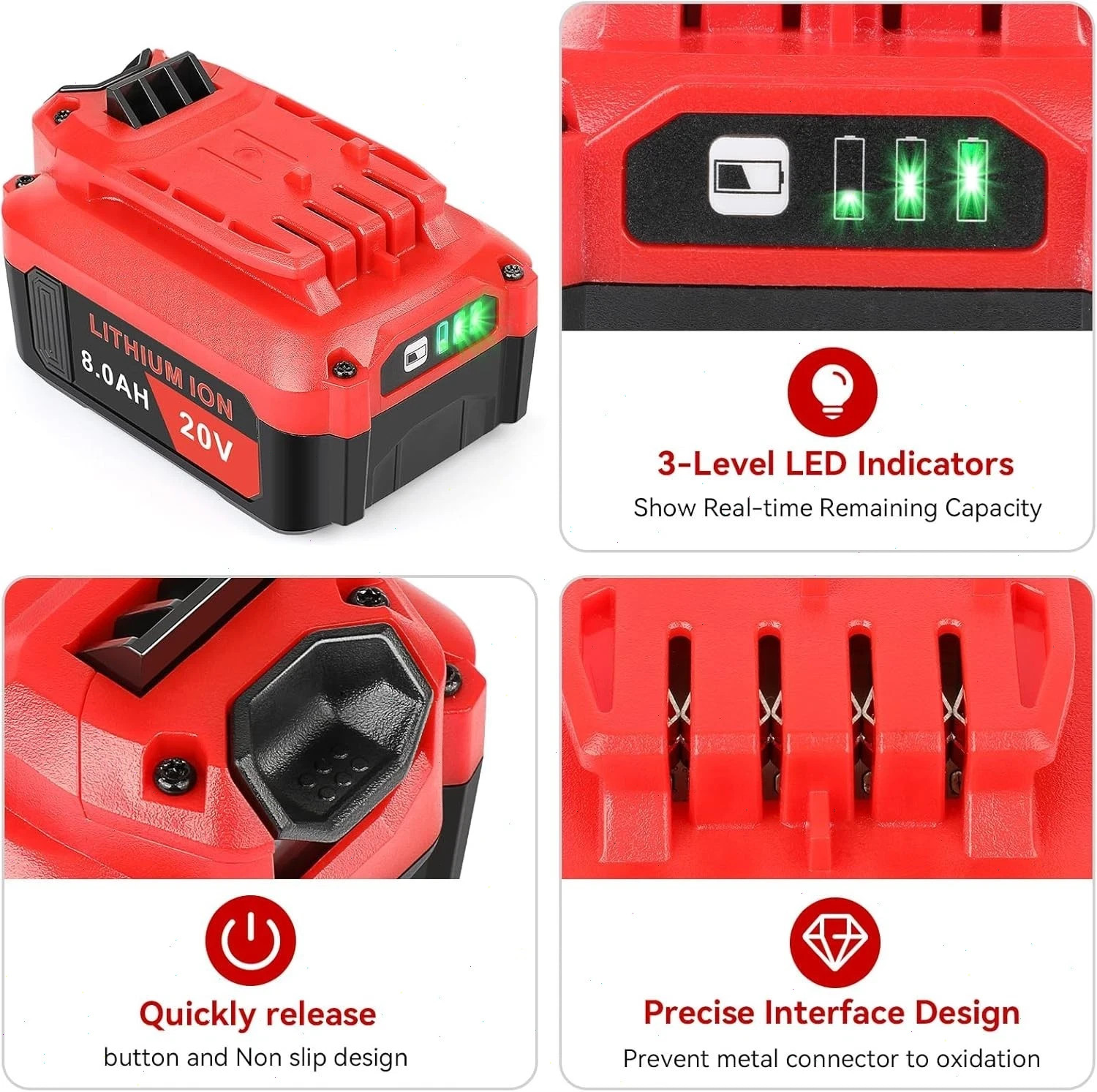 2PACK 20Volt For Craftsman V20 8.0Ah Li-ion Battery CMCB204 CMCB202 /Charger