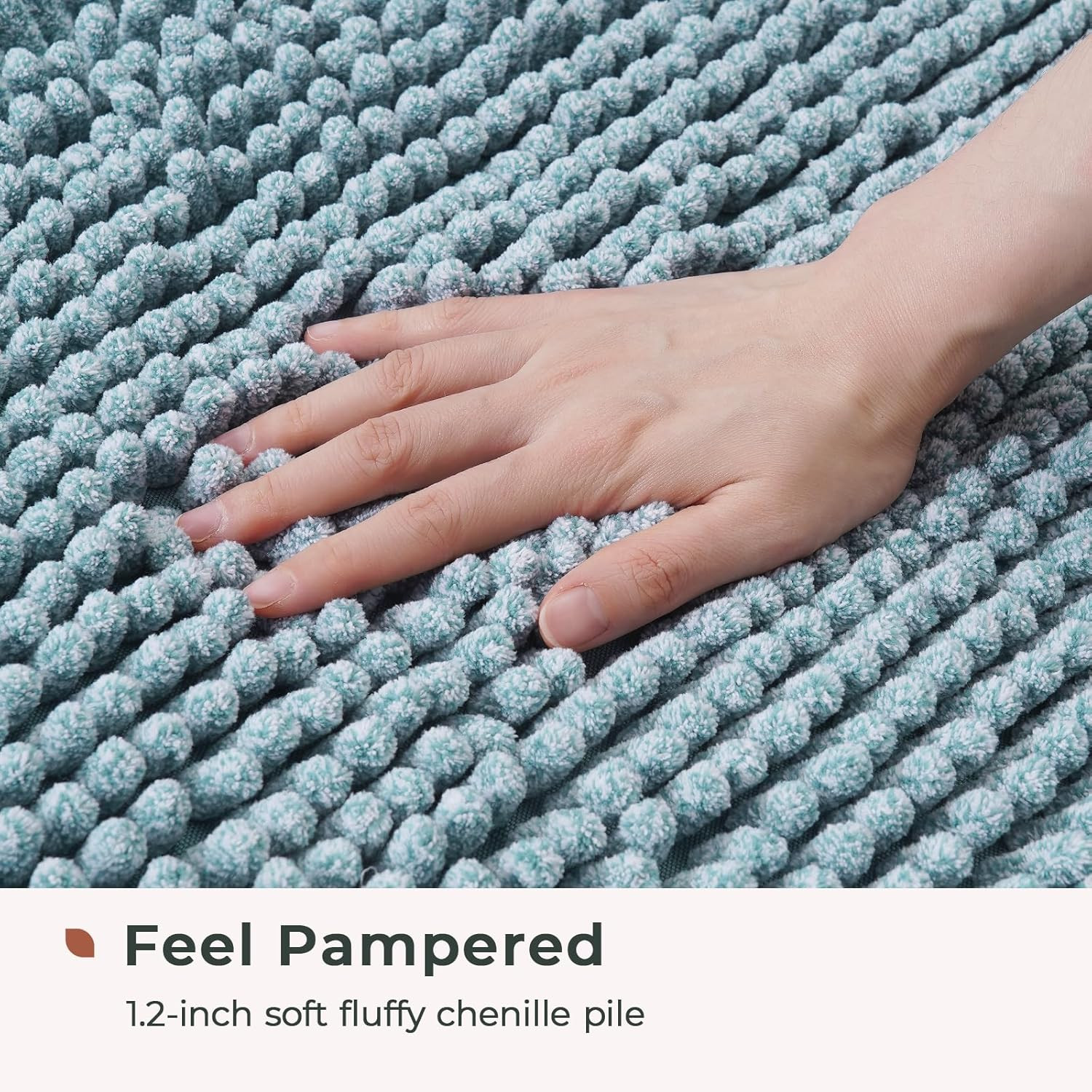 Chenille Bath Mat – Non-Slip Fluffy Shag Bathroom Rug Super Absorbent Microfiber