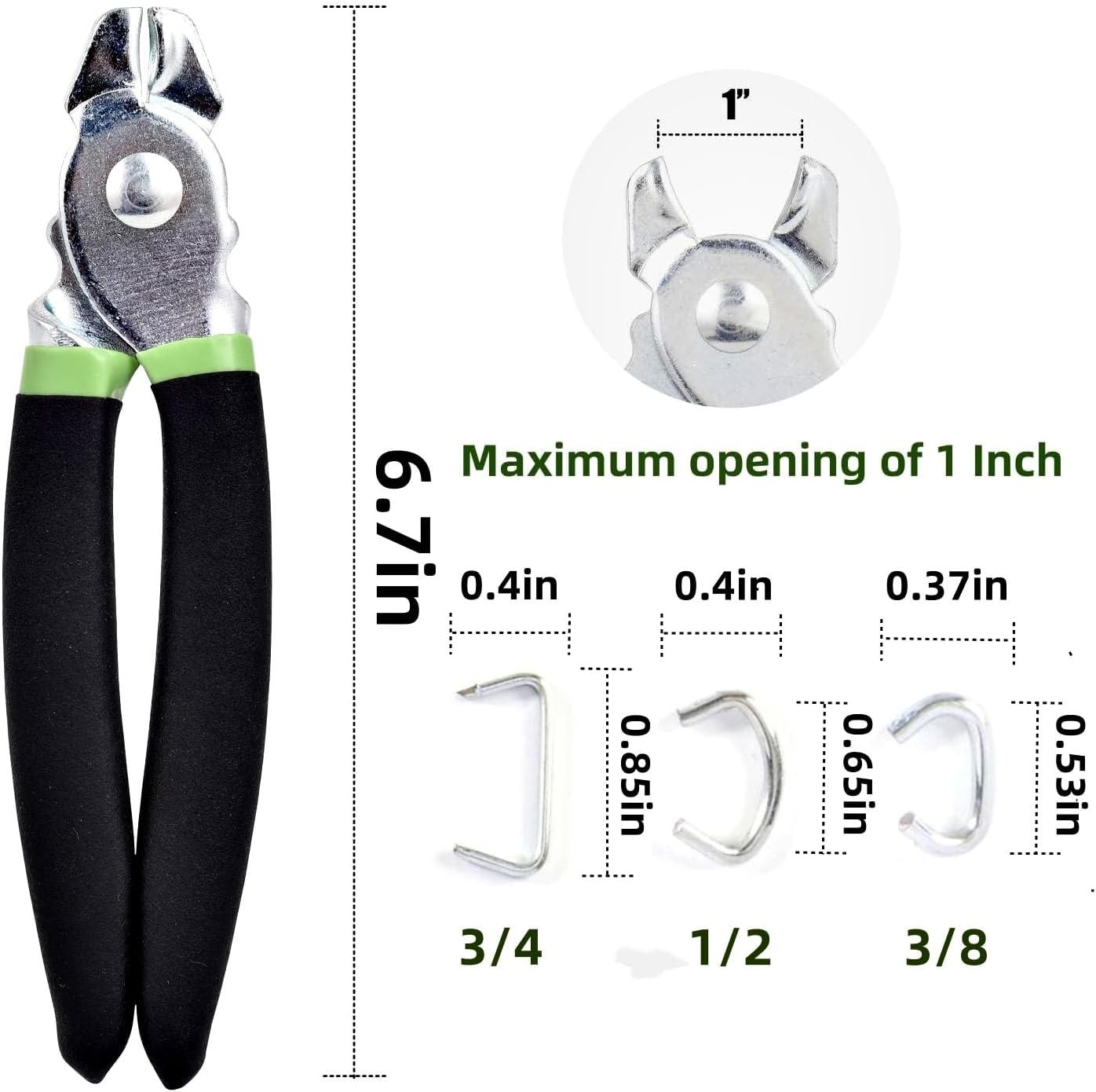 241-Piece Green & Black Flat-Head Hog Ring Pliers Tool Kit