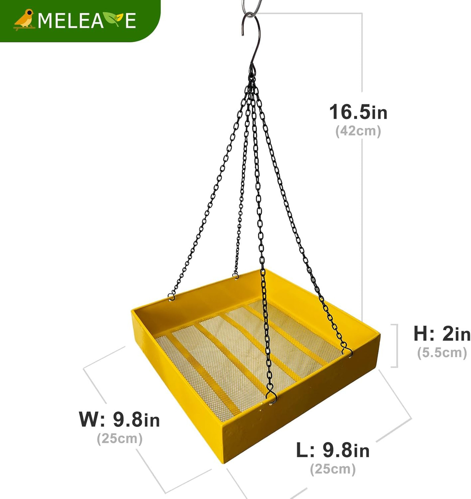 Outdoor Bird Feeder Platform Metal Large Capacity 3.5 lbs Yellow Wild Bird Feed