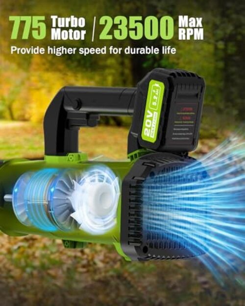 Cordless Leaf Blower – 2×5.2Ah Battery, 530CFM 170MPH, Powerful Battery