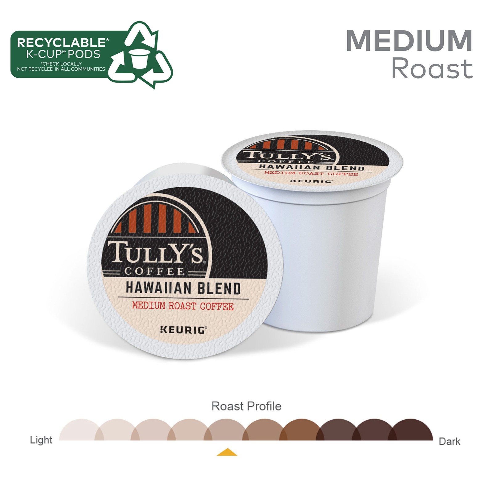 Tully’s Coffee Hawaiian Blend Keurig Single-Serve K-Cup Pods, Medium Roast