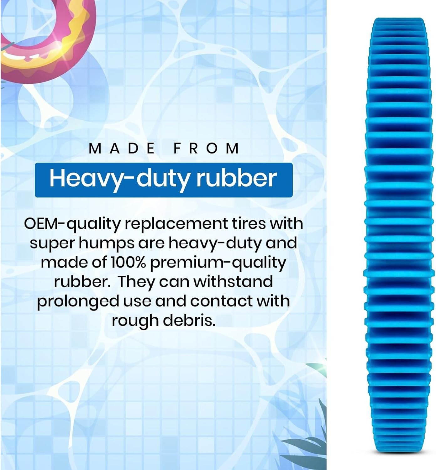 2 Pack Pool Cleaner Replacement Tires with Super Humps, Heavy Duty Rubber, Fi…