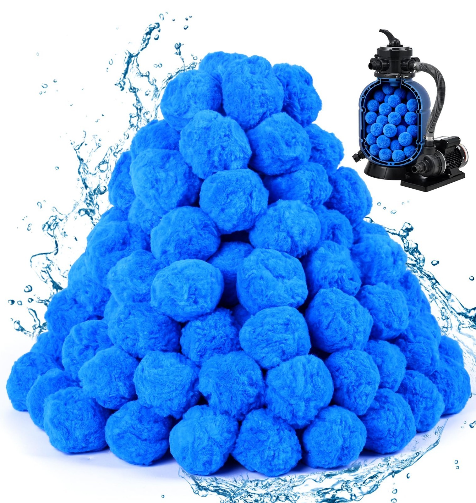 3.5 Lbs Pool Filter Balls for Sand Pump Reusable Blue Pool Filter Media Balls