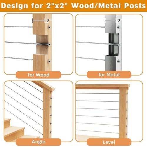 Invisible Cable Railing Kit – 20 Pack 1/8″ T316 Stainless Steel Invisible Receiv