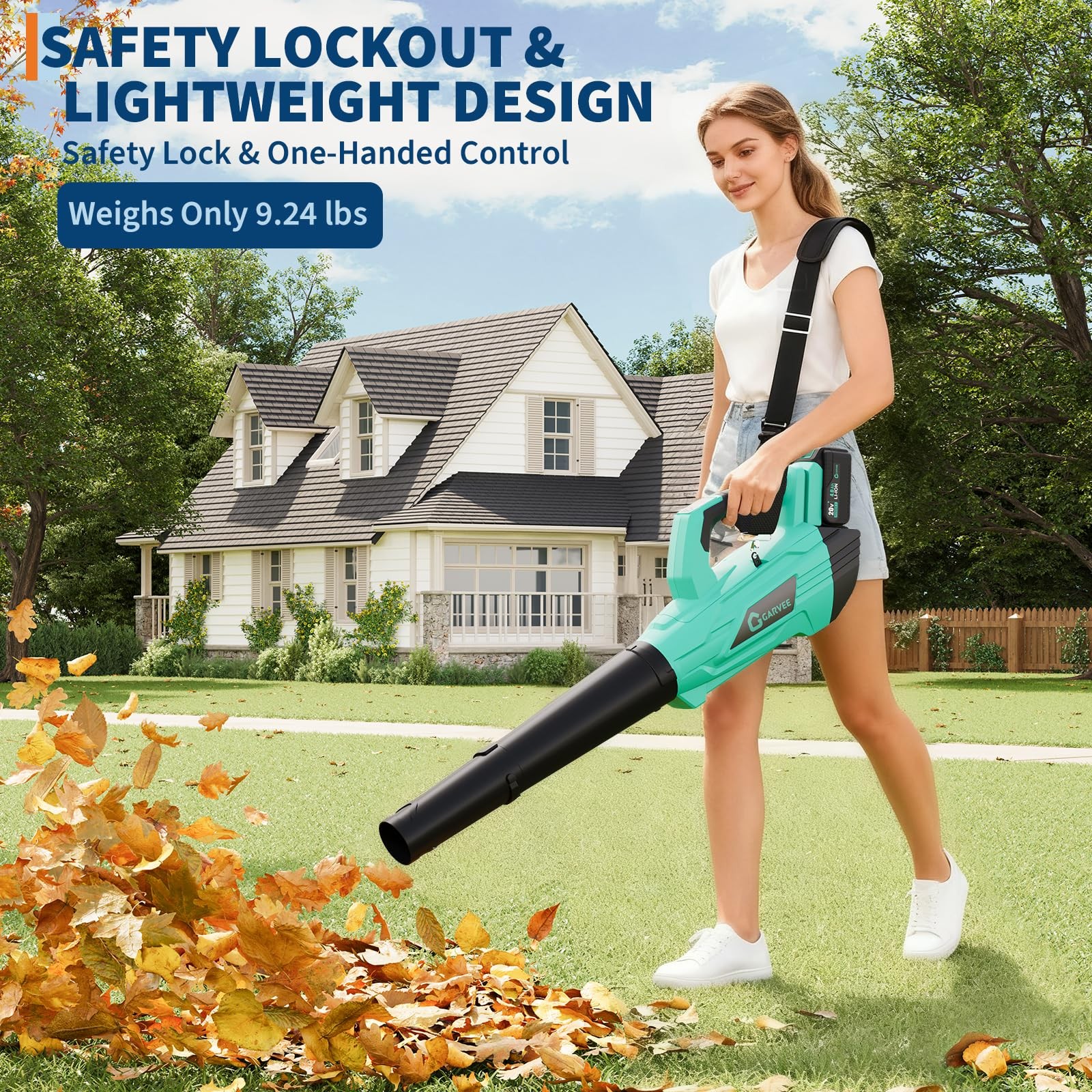 Garvee Leaf Blower Cordless – 750CFM 250MPH Electric Leaf Blower Battery Powe…