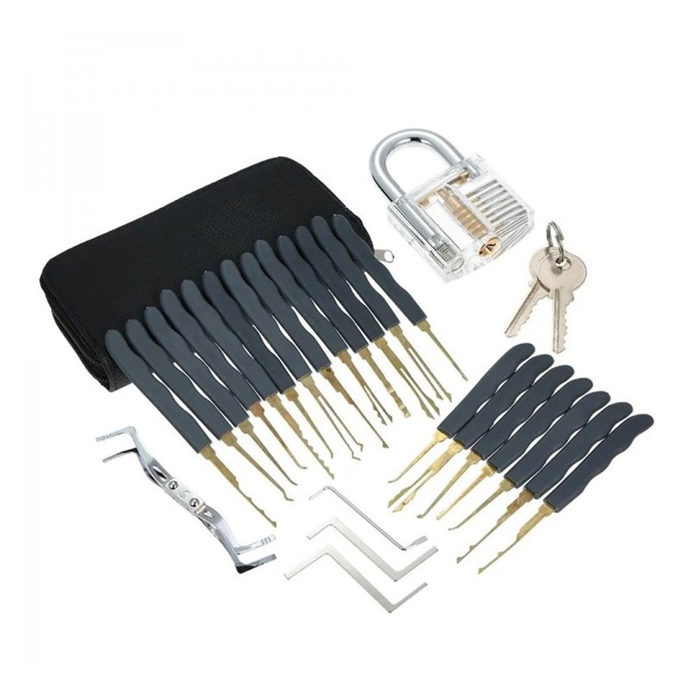 24in1Set Stainless Steel Multifunctional Key Kit with Transparent Padock