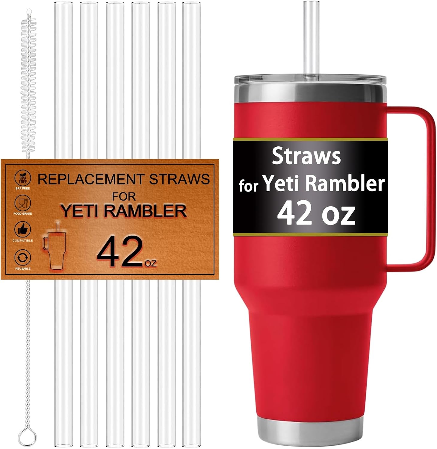 Straws for Yeti 42 OZ Cup, Replacement Straw for Yeti 42OZ Straw Mug, Long