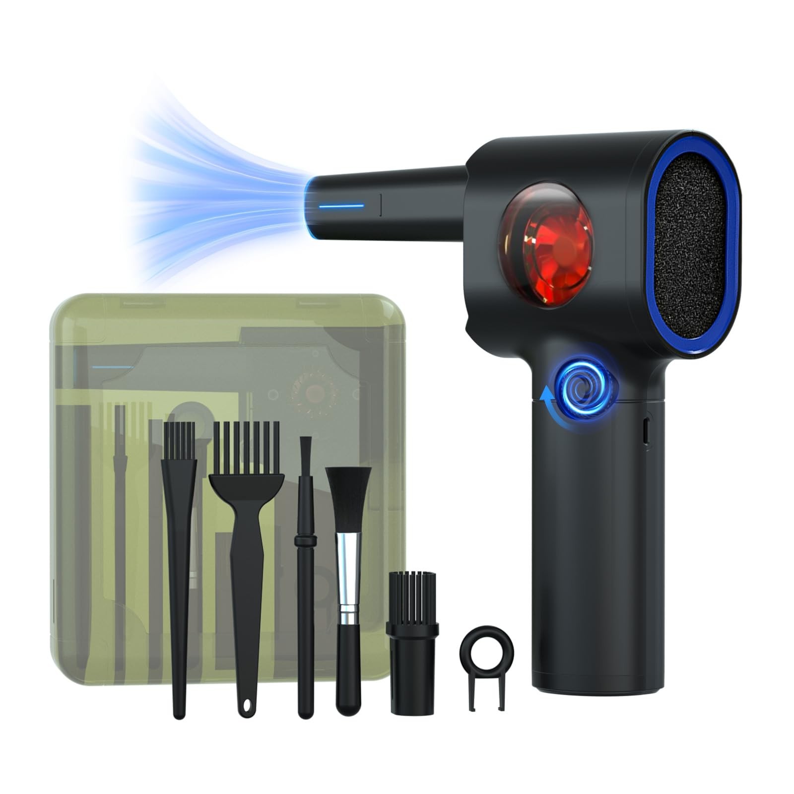 ATEngeus Compressed Air Duster, Stepless Speed Electric Duster with Black
