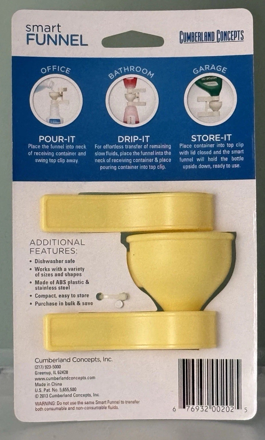 Smart Funnel By Cumberland Concepts Yellow Multi-Purpose House Funnel – NEW