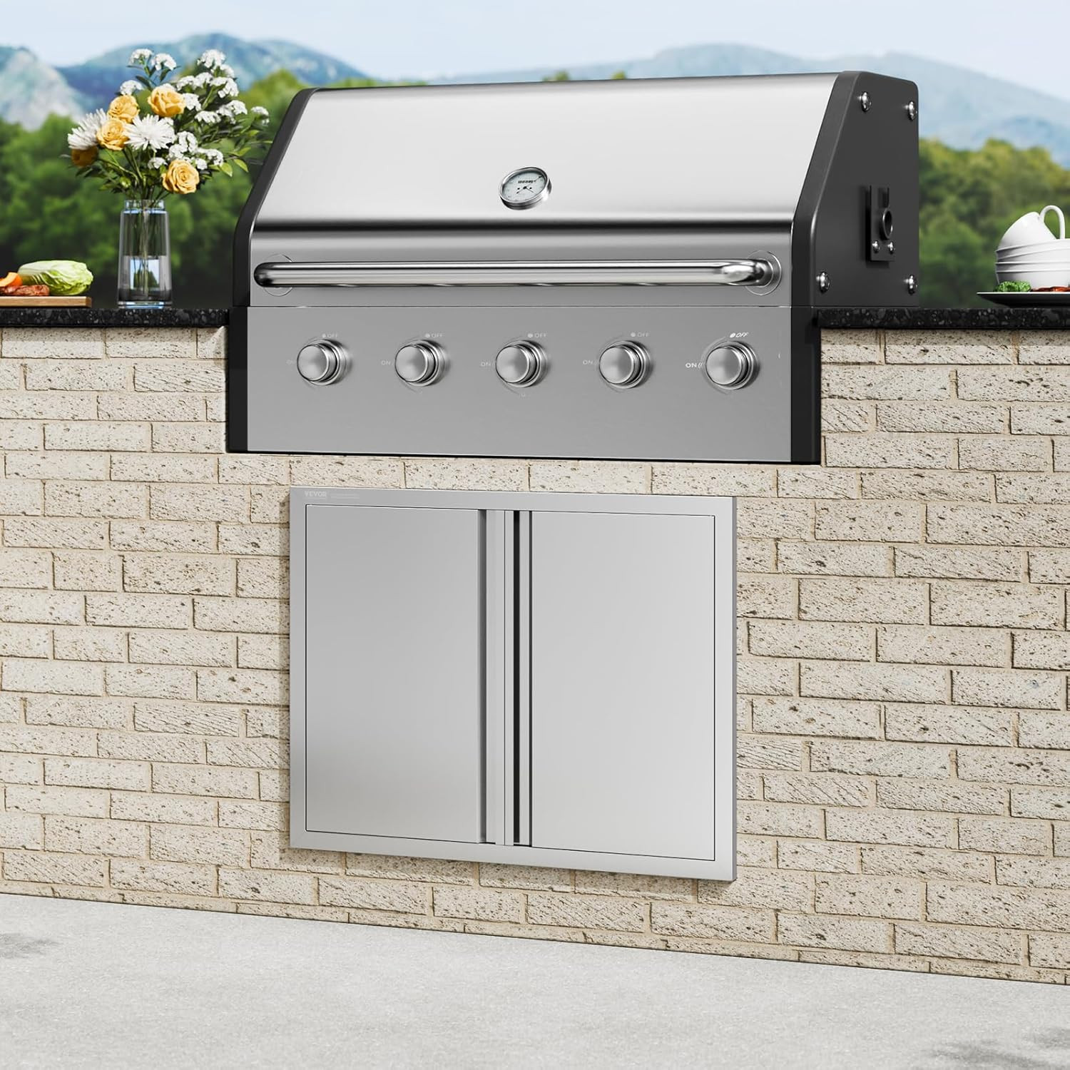 Stainless Steel BBQ Access Door – 31″ W x 24″ H for Outdoor Grilling Stations