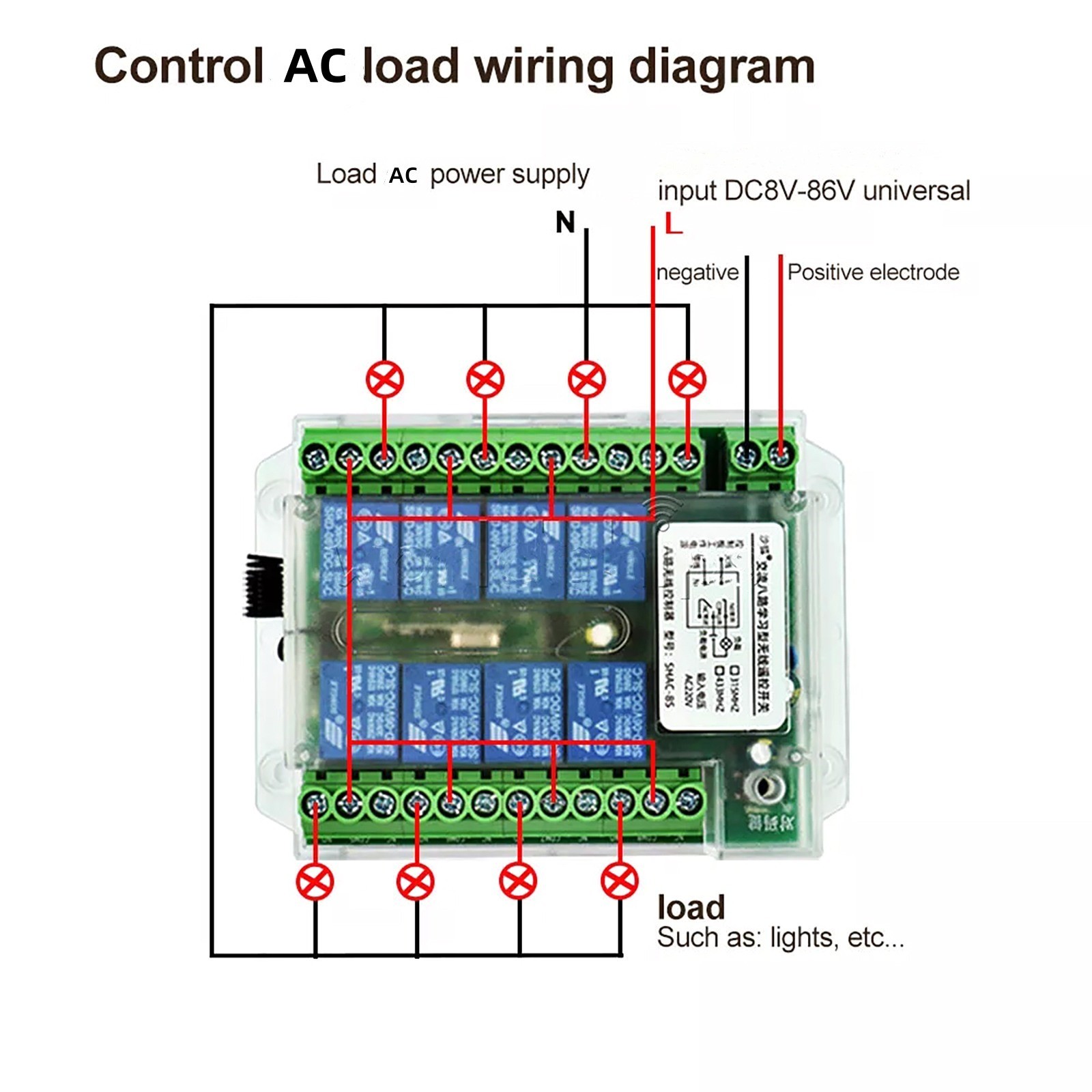 Stable 8 Channel Wireless RF433MHz Remote Control Switch Relay Module DC8-86V