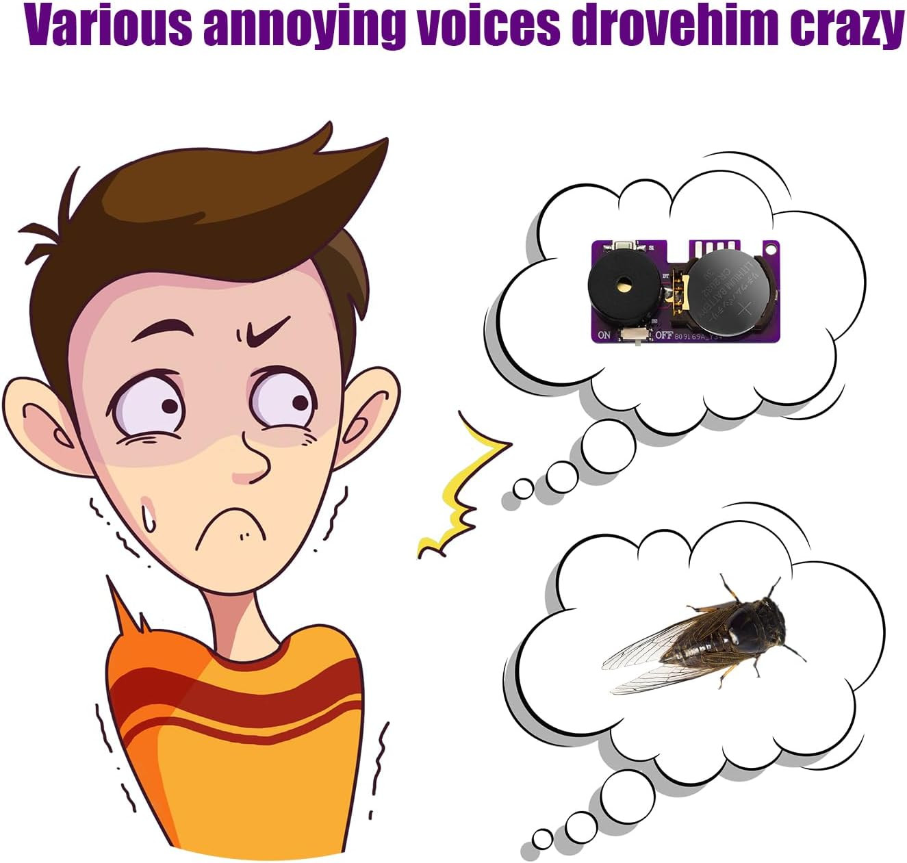 3Pcs Prank Device, Cricket Noise Maker Prank Beeping for Several Months Hidden S