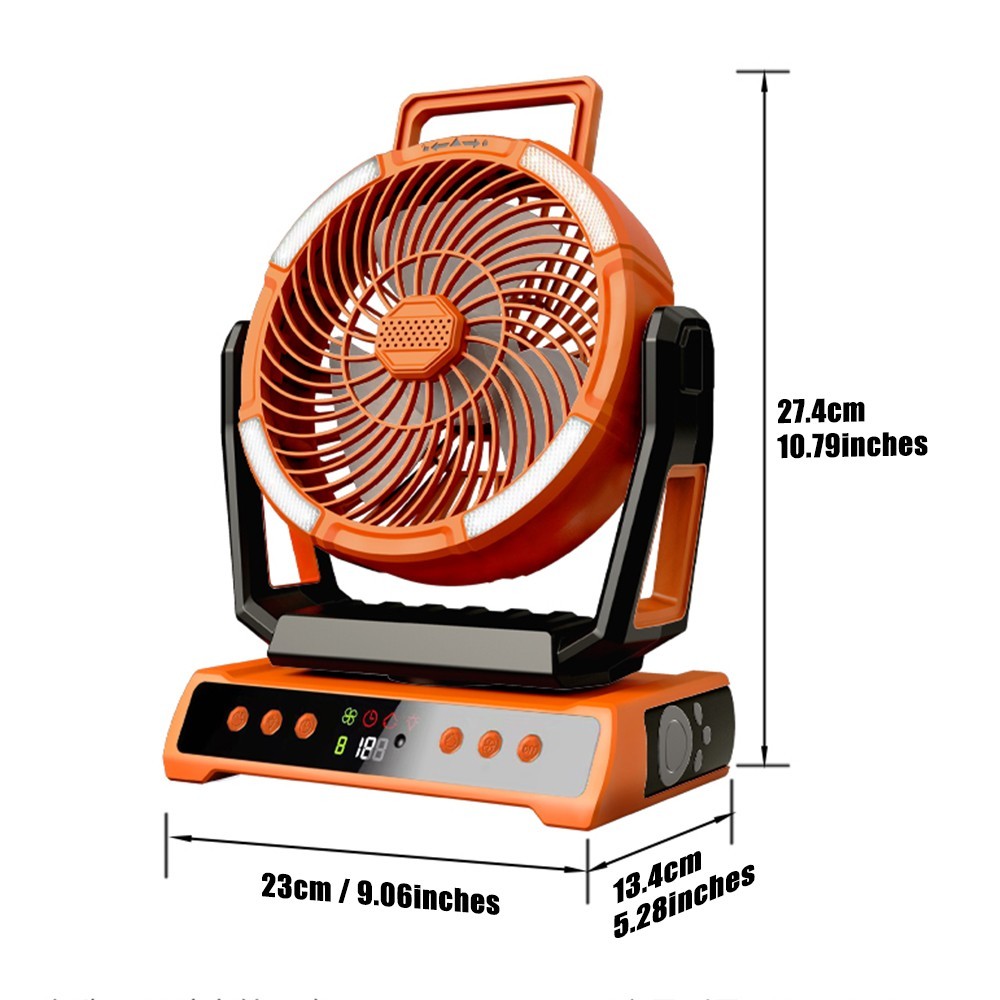 Camping Fan 20000mAh 58Hrs Rechargeable Portable Fan Remote LED Lights &4 Speeds