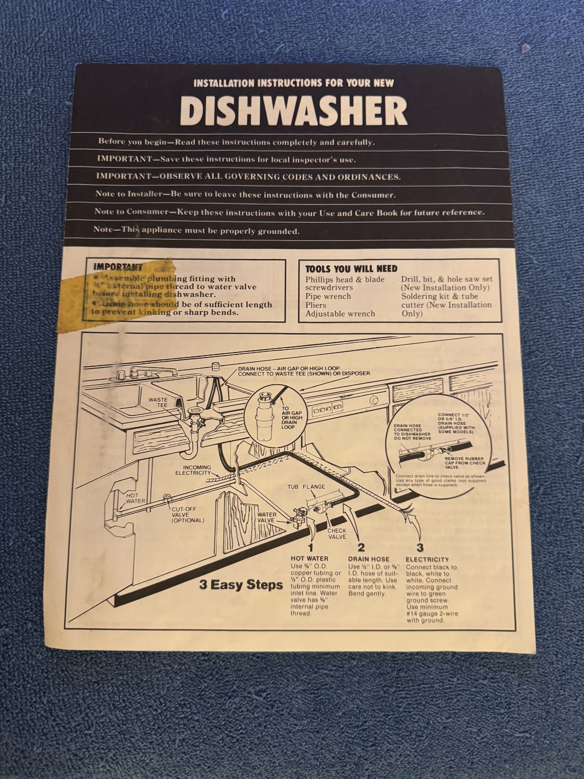 GE Dishwasher 31-3495 GSD2800G03 GSD1000G02 Instruction Manual