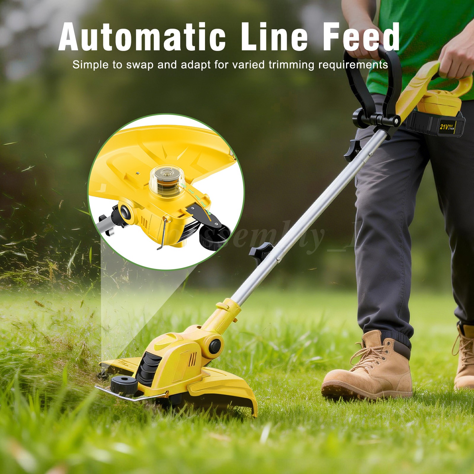 Cordless Weed Eater Electric Brush Cutter Lawn Edger Grass String Trimmer 4.0Ah