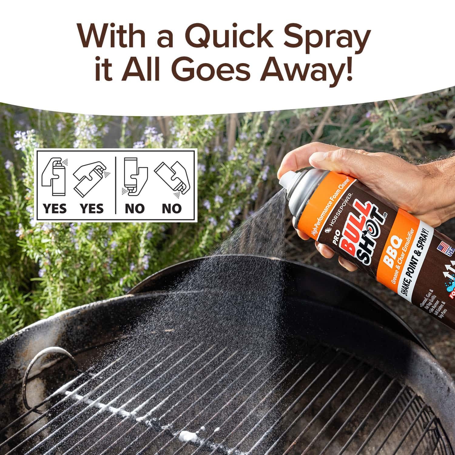 Bull Shot BBQ, Made in the USA, Foaming Action Grill Cleaner