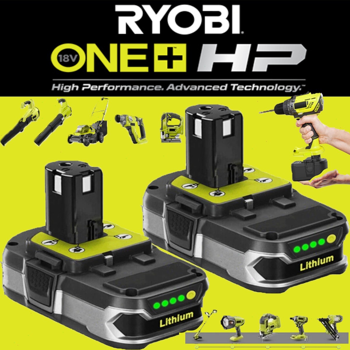 2PACK For RYOBI 18V 3.6Ah P108 High Capacity Battery 18Volt Lithium-Ion One Plus